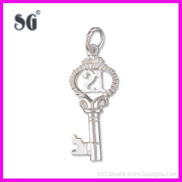 Fancy 21 key charm_Sterling Silver Key Design For European Charm Bracelets _925 silver cute keys charms